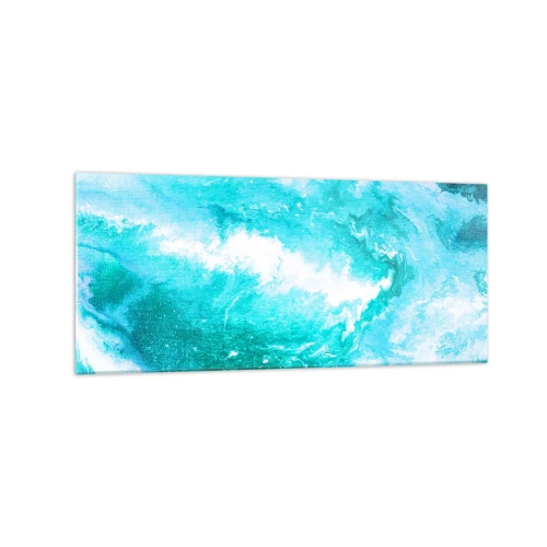 Glasbild - Bild auf glas - Abstrakter Wirbel in Blautönen - 120x50cm - Im Kern des Elements - Moderne Wanddekoration für Wohnzimmer und Schlafzimmer ARTTOR