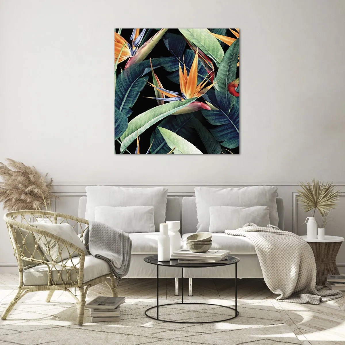 Glasbild - Bild auf glas - Flammende Blumen der Tropen - 40x40 cm