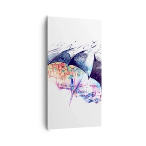 Bild auf Leinwand - Leinwandbild - Im Regen spazieren gehen - 65x120 cm