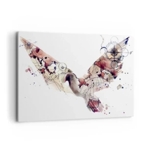 Bild auf Leinwand - Leinwandbild - Künstlerische Vogelsilhouette mit geometrischen Mustern - 120x80cm - Ein Overhead-Wanderer - Moderne Wanddekoration für Wohnzimmer und Schlafzimmer ARTTOR