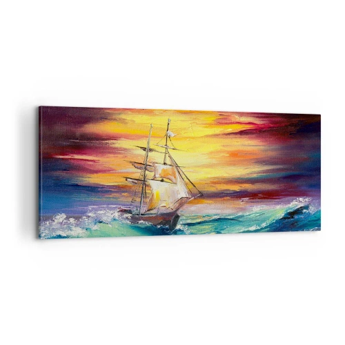Bild auf Leinwand - Leinwandbild - Tapfer unter den Wellen - 100x40 cm