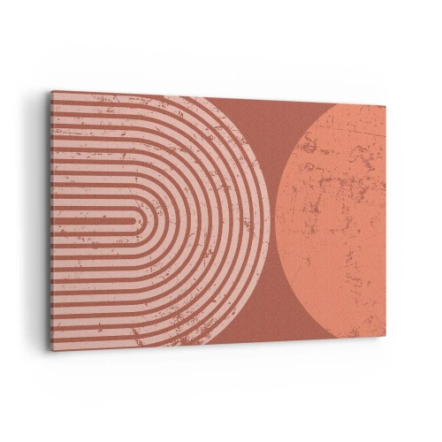 Bild auf Leinwand - Leinwandbild - Geometrische Muster in Terrakotta-Tönen auf Vintage-Hintergrund - 100x70cm - Enge Beziehung - Moderne Wanddekoration für Wohnzimmer und Schlafzimmer ARTTOR