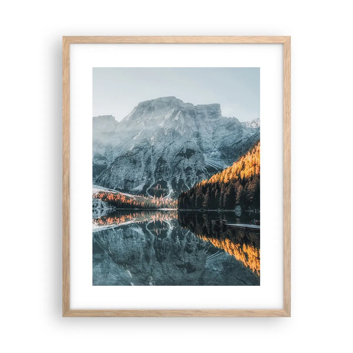 Poster in einem Rahmen aus heller Eiche - Spiegellandschaft - 40x50 cm