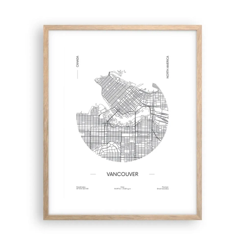 Poster in einem Rahmen aus heller Eiche - Anatomie von Vacouver - 40x50 cm
