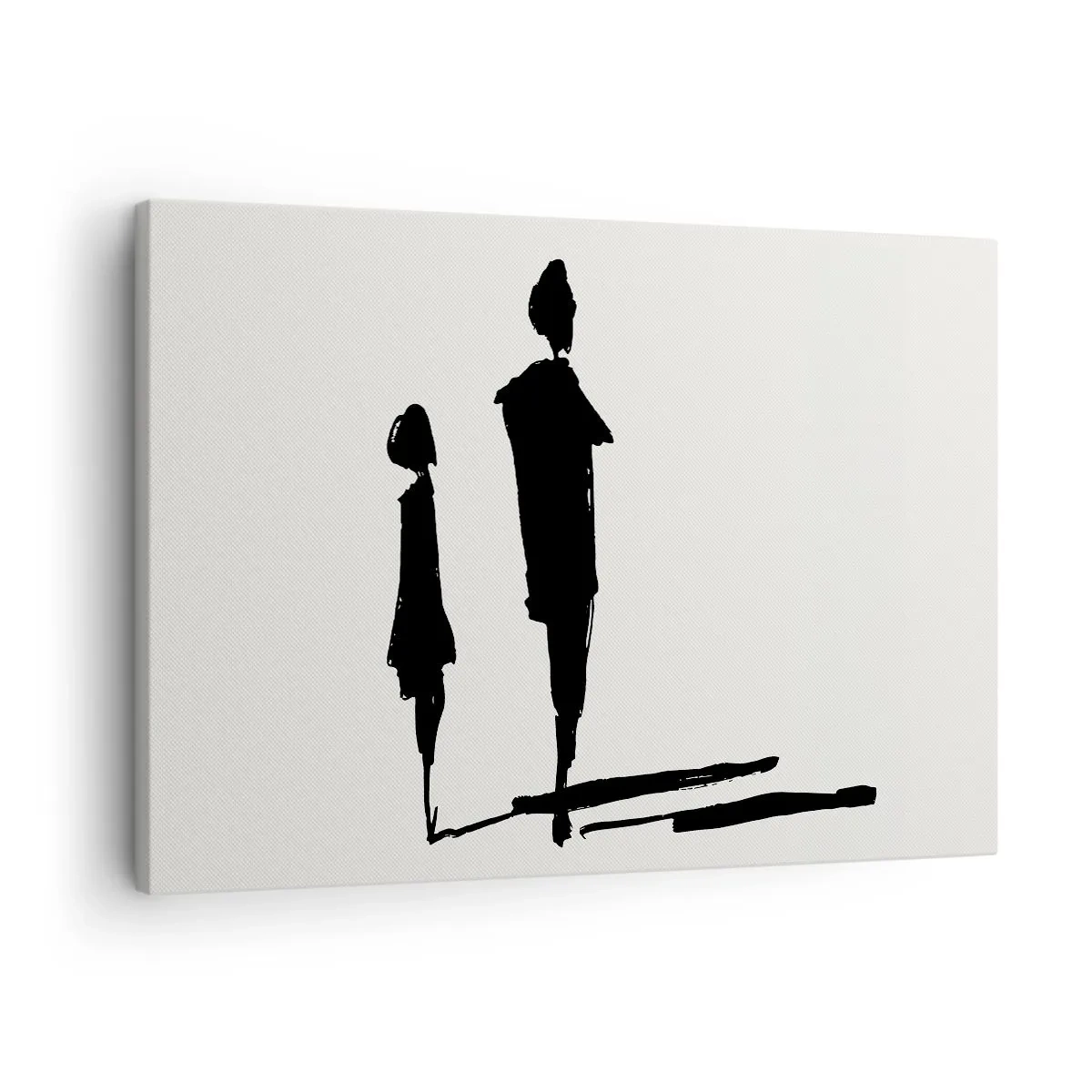 Bild auf Leinwand - Leinwandbild - Silhouetten von zwei Menschen in Schwarz auf hellem Hintergrund - 70x50cm - Mit Sicherheit zusammen? - Moderne Wanddekoration für Wohnzimmer und Schlafzimmer ARTTOR