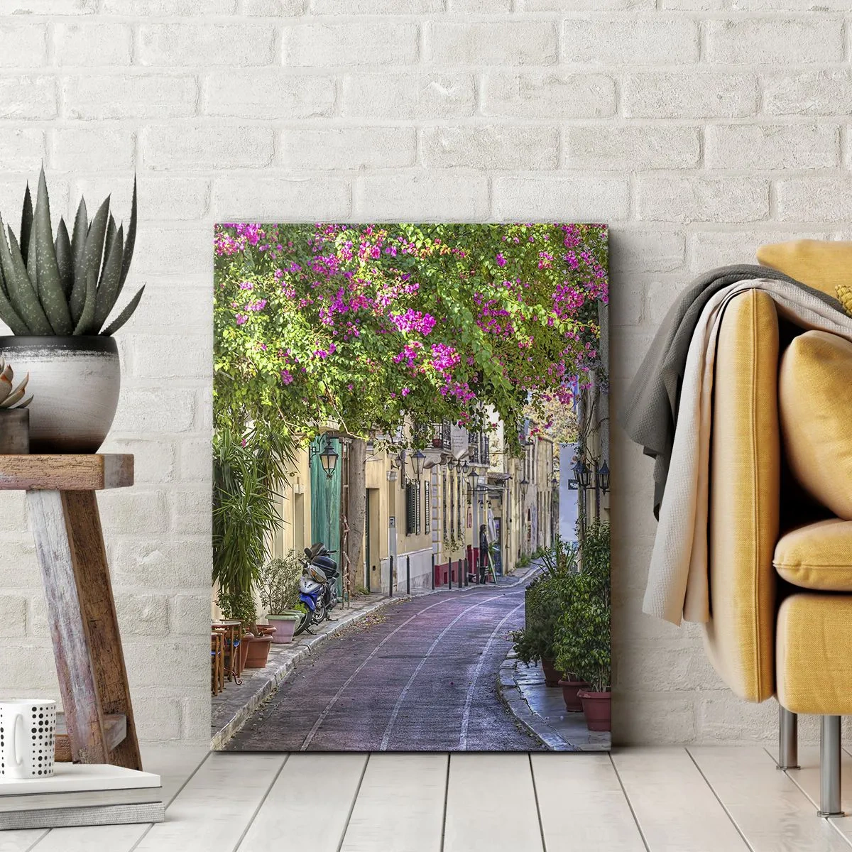 Bild auf Leinwand - Leinwandbild - Blühende Gasse - 45x80 cm