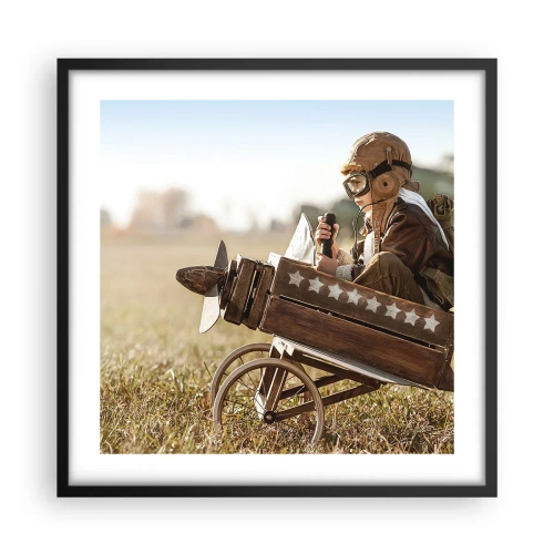 Poster in einem schwarzem Rahmen - Start in Richtung eines Traums - 50x50 cm