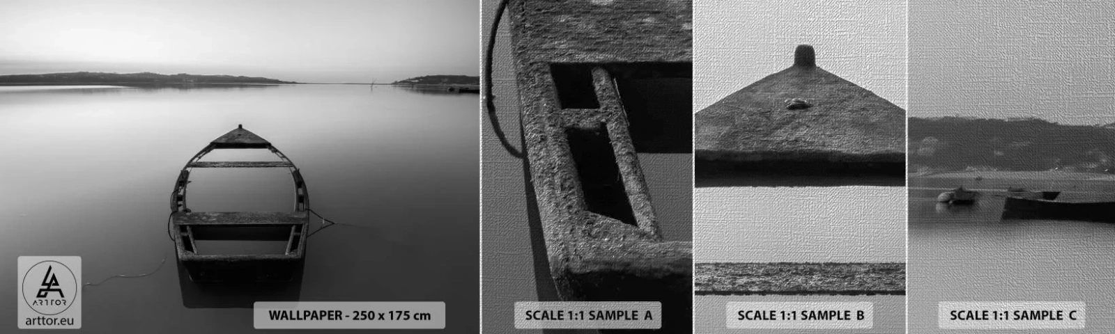 Fototapeten Muster Premium Canvas - Sehnsucht und Melancholie - Landschaft, See, Boot - 100x30 cm