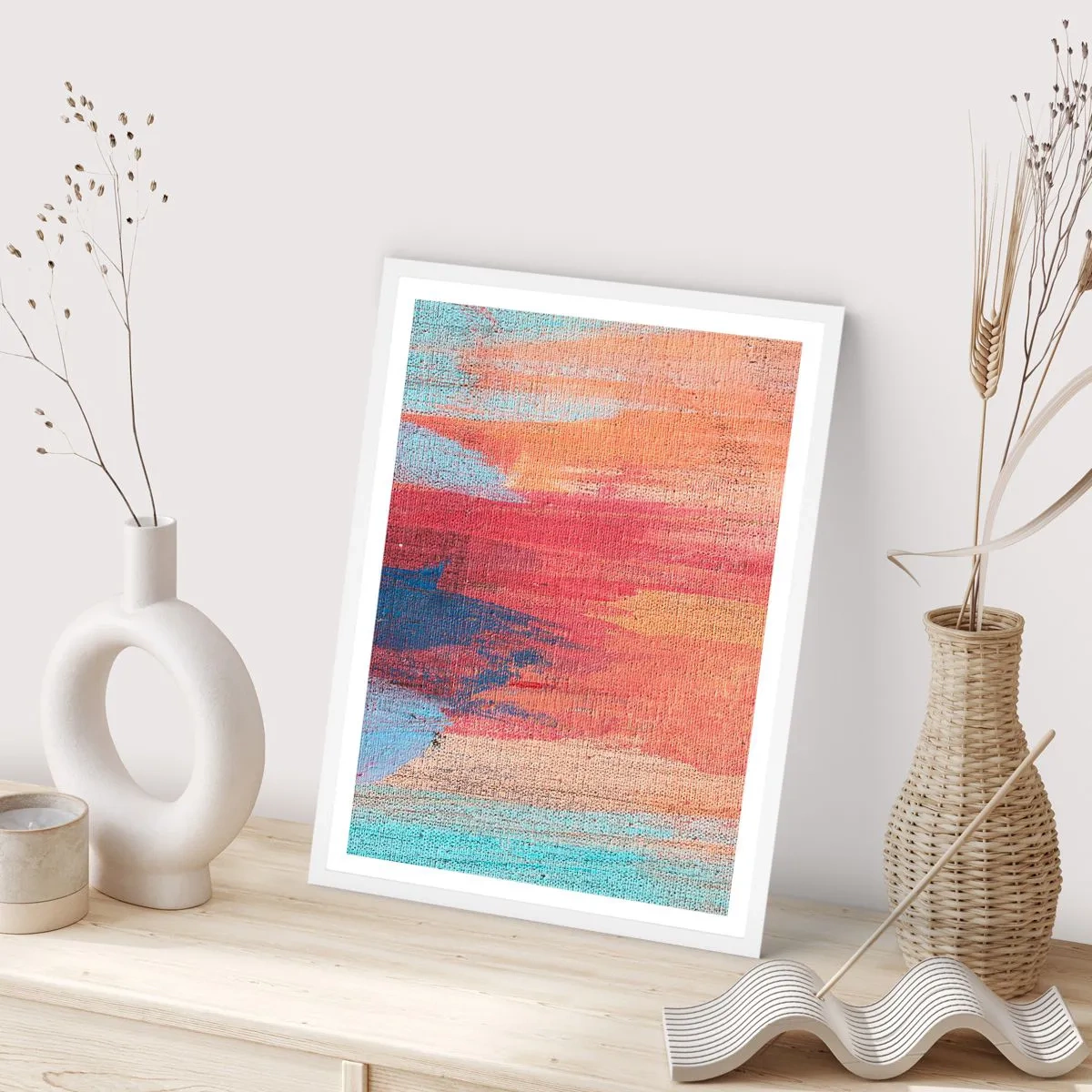 Poster in einem weißen Rahmen - Renne den Regenbogen hinunter - 70x100 cm