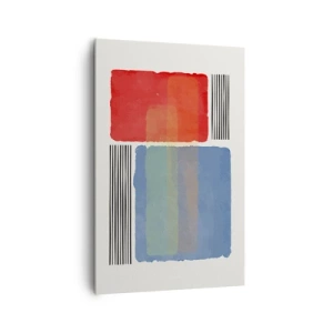 Bild auf Leinwand - Leinwandbild - Geometrische Komposition mit farbigen Blöcken und Linien - 80x120cm - Der Geist und der Buchstabe der Geometrie - Moderne Wanddekoration für Wohnzimmer und Schlafzimmer ARTTOR