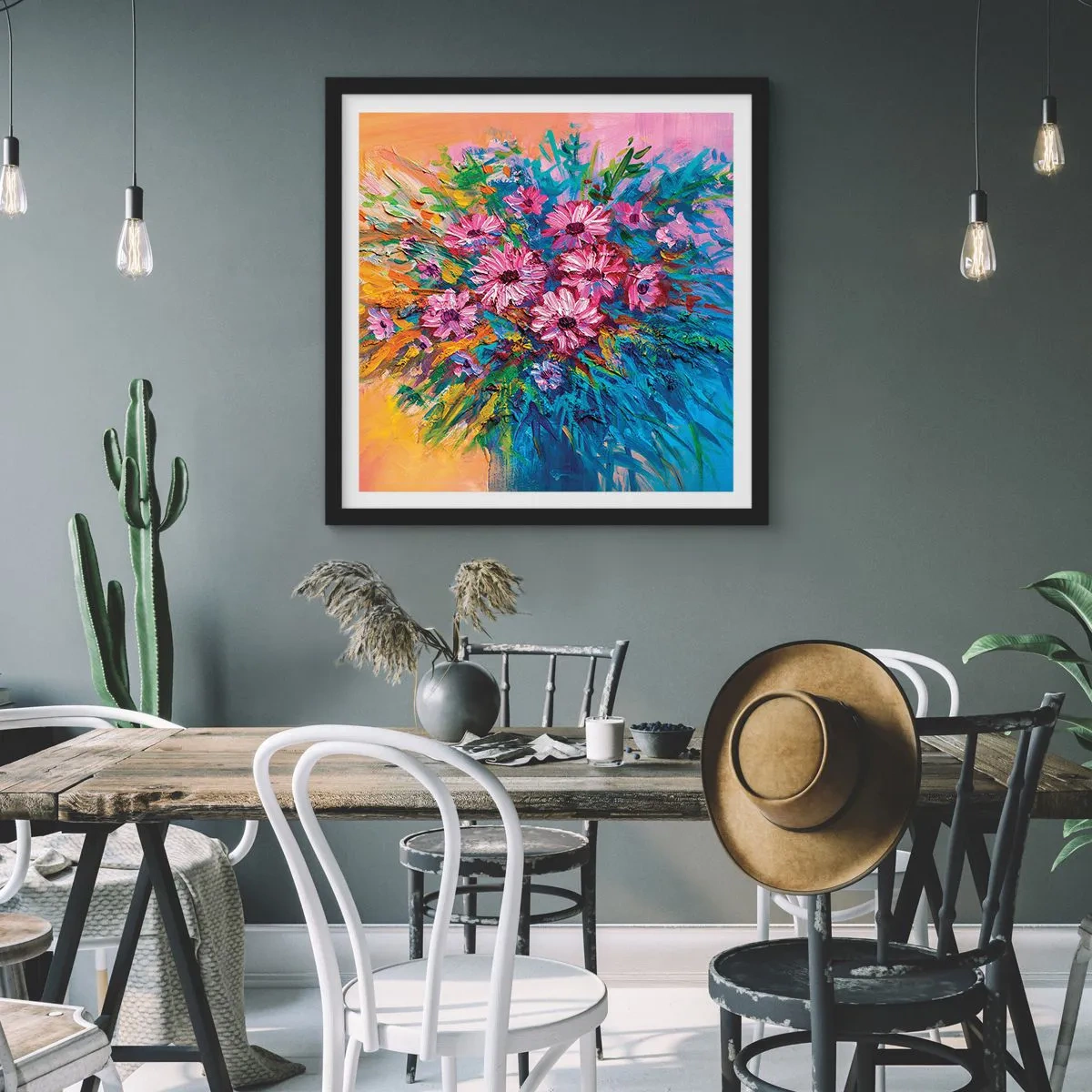 Poster in einem schwarzem Rahmen - Lebensenergie - 50x50 cm