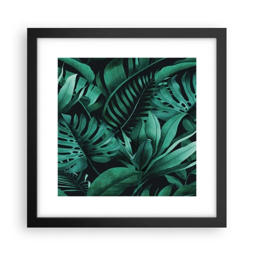Poster in einem schwarzem Rahmen - Die Tiefe des tropischen Grüns - 30x30 cm
