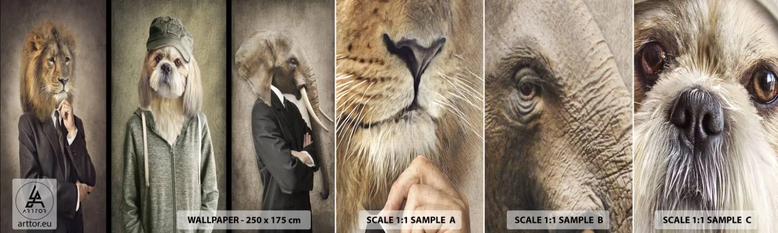 Fototapeten Muster Selbstklebend Deluxe Sticker - ich bevorzuge Gelassenheit - Abstraktion, Löwe, Hund - 100x30 cm