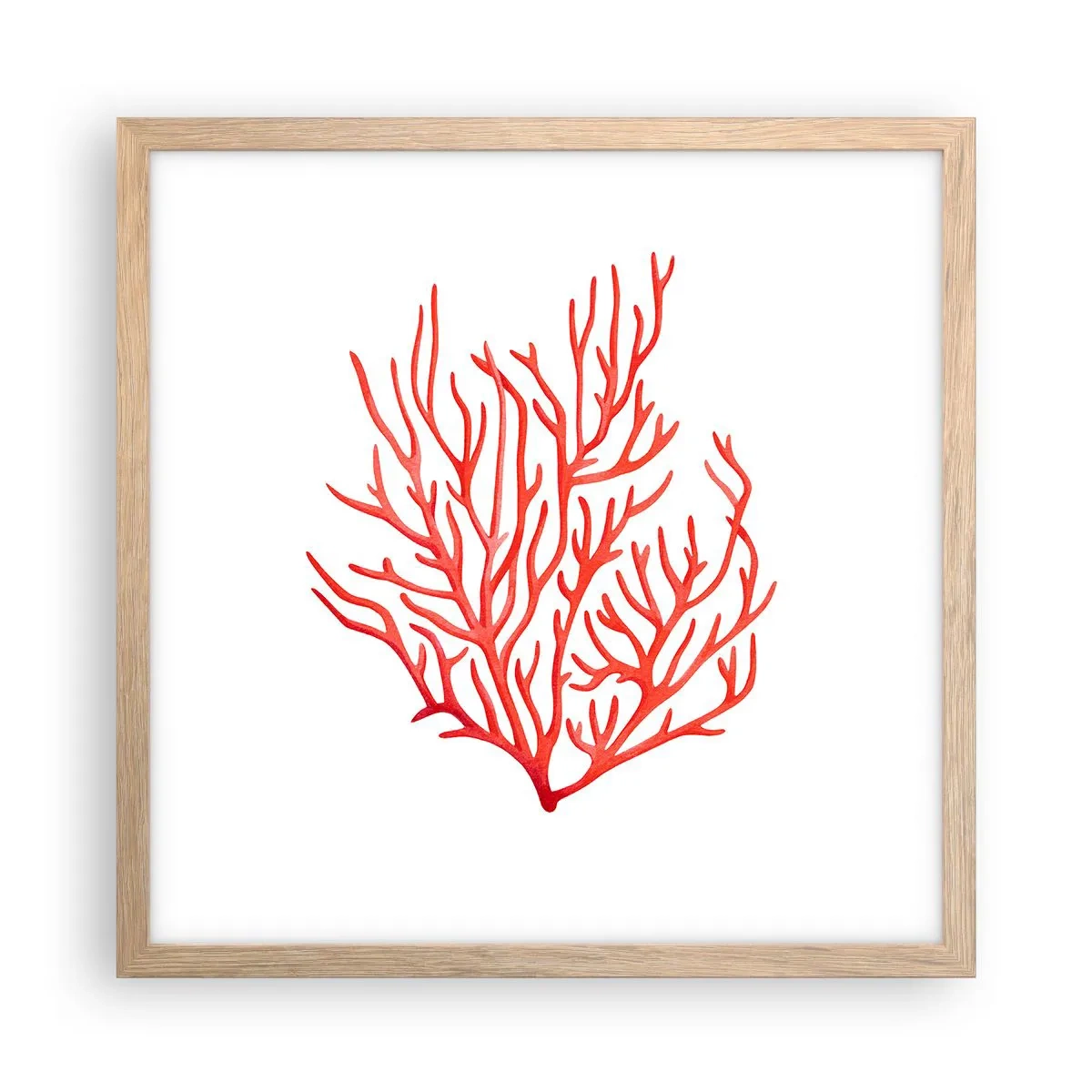 Poster in einem Rahmen aus heller Eiche - Korallenfiligran - 40x40 cm