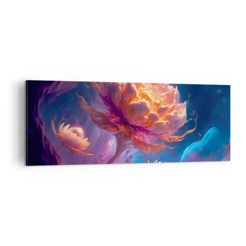 Bild auf Leinwand - Leinwandbild - Fantasieblumen in einer kosmischen Landschaft - 140x50cm - Andere Welt - Moderne Wanddekoration für Wohnzimmer und Schlafzimmer ARTTOR
