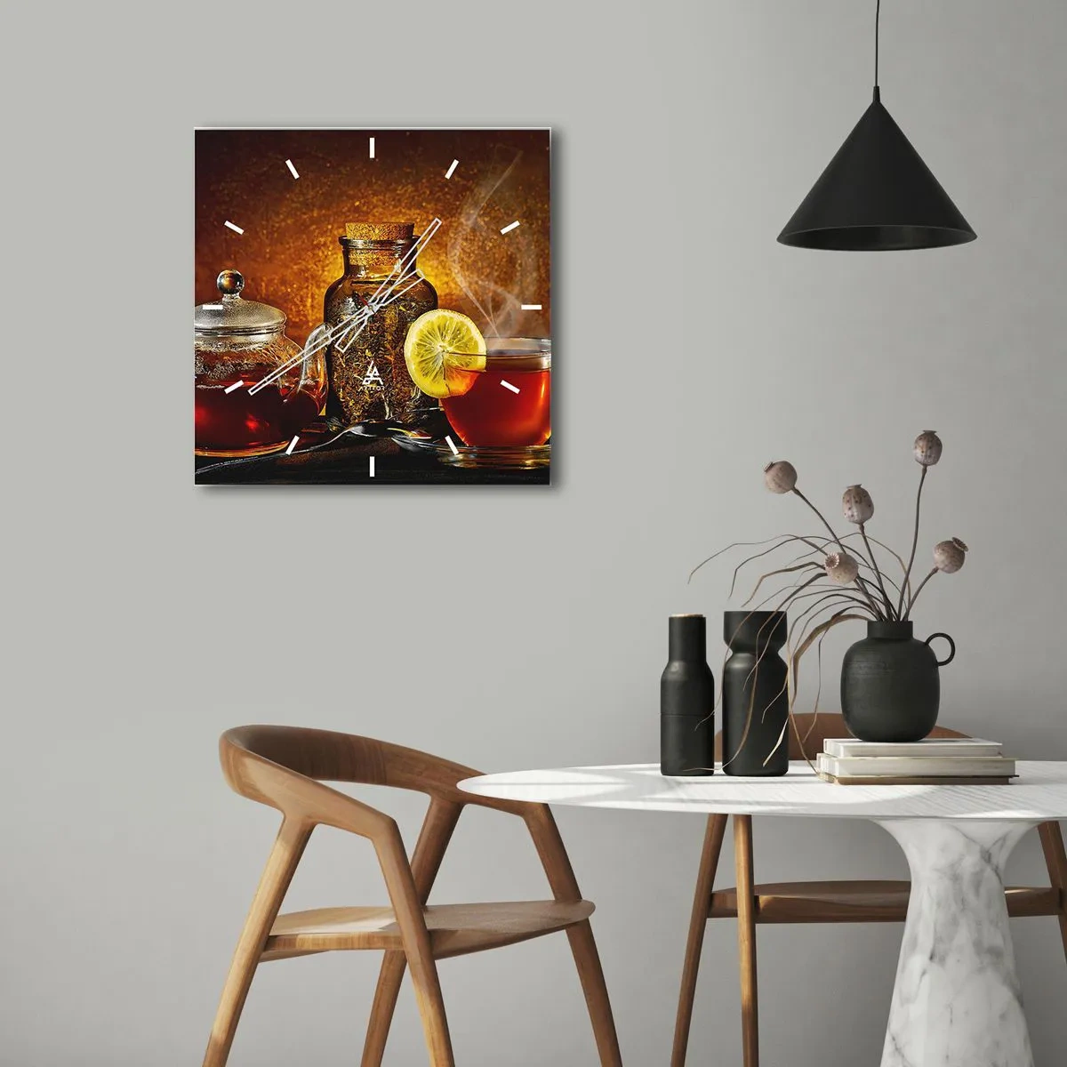 Wanduhr - Glasuhr - Im Stil der niederländischen Meister - 40x40 cm