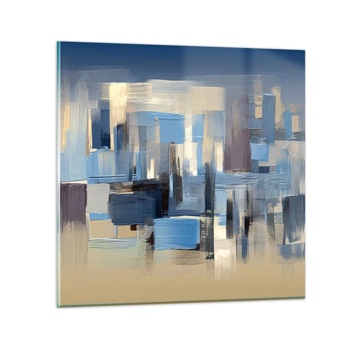 Glasbild - Bild auf glas - Blaue Konstruktion - 50x50 cm