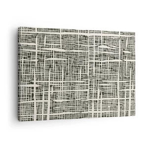 Bild auf Leinwand - Leinwandbild - Ein geometrisches Muster, das einem Gitter auf hellem Hintergrund ähnelt - 70x50cm - Gewebte Komposition - Moderne Wanddekoration für Wohnzimmer und Schlafzimmer ARTTOR