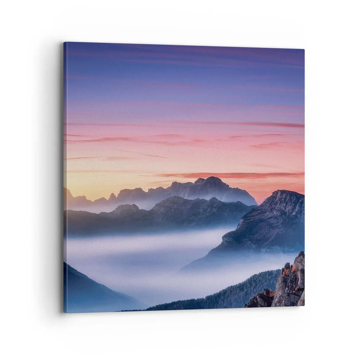 Bild auf Leinwand - Leinwandbild - Über die Täler - 70x70 cm