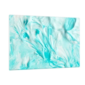 Glasbild - Bild auf glas - Abstrakte blaue und weiße Muster, die an Wellenbewegungen erinnern - 120x80cm - Für immer zusammen - Moderne Wanddekoration für Wohnzimmer und Schlafzimmer ARTTOR