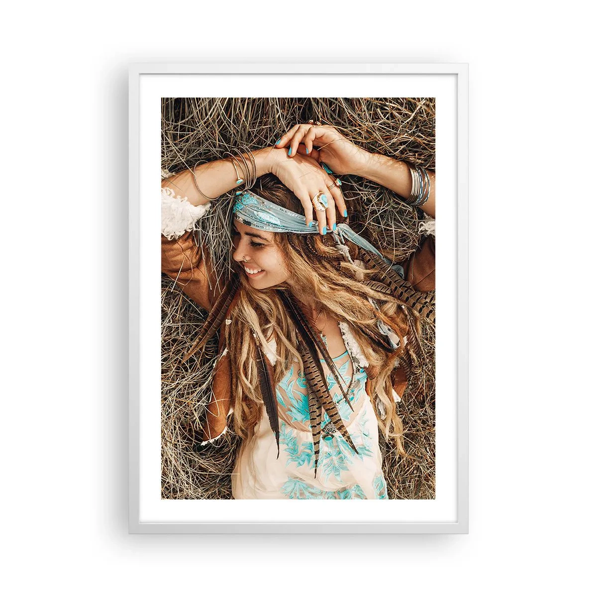 Poster in einem weißen Rahmen - Auf dem Weg in den Sommer der Liebe - 50x70 cm