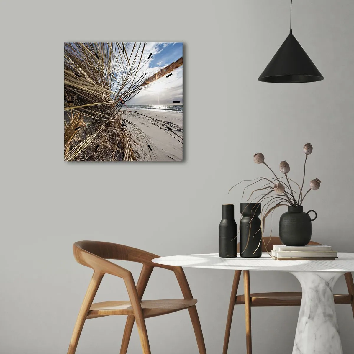 Wanduhr - Glasuhr - Ein Treffen der Elemente der Natur - 30x30 cm