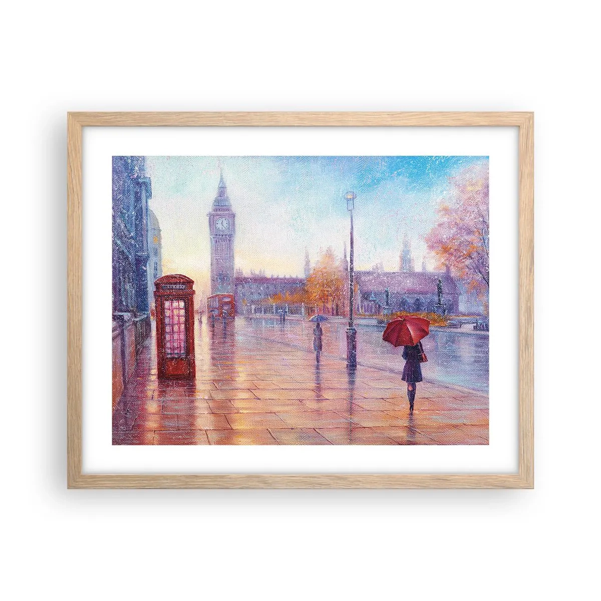 Poster in einem Rahmen aus heller Eiche - Londoner Herbsttag - 50x40 cm
