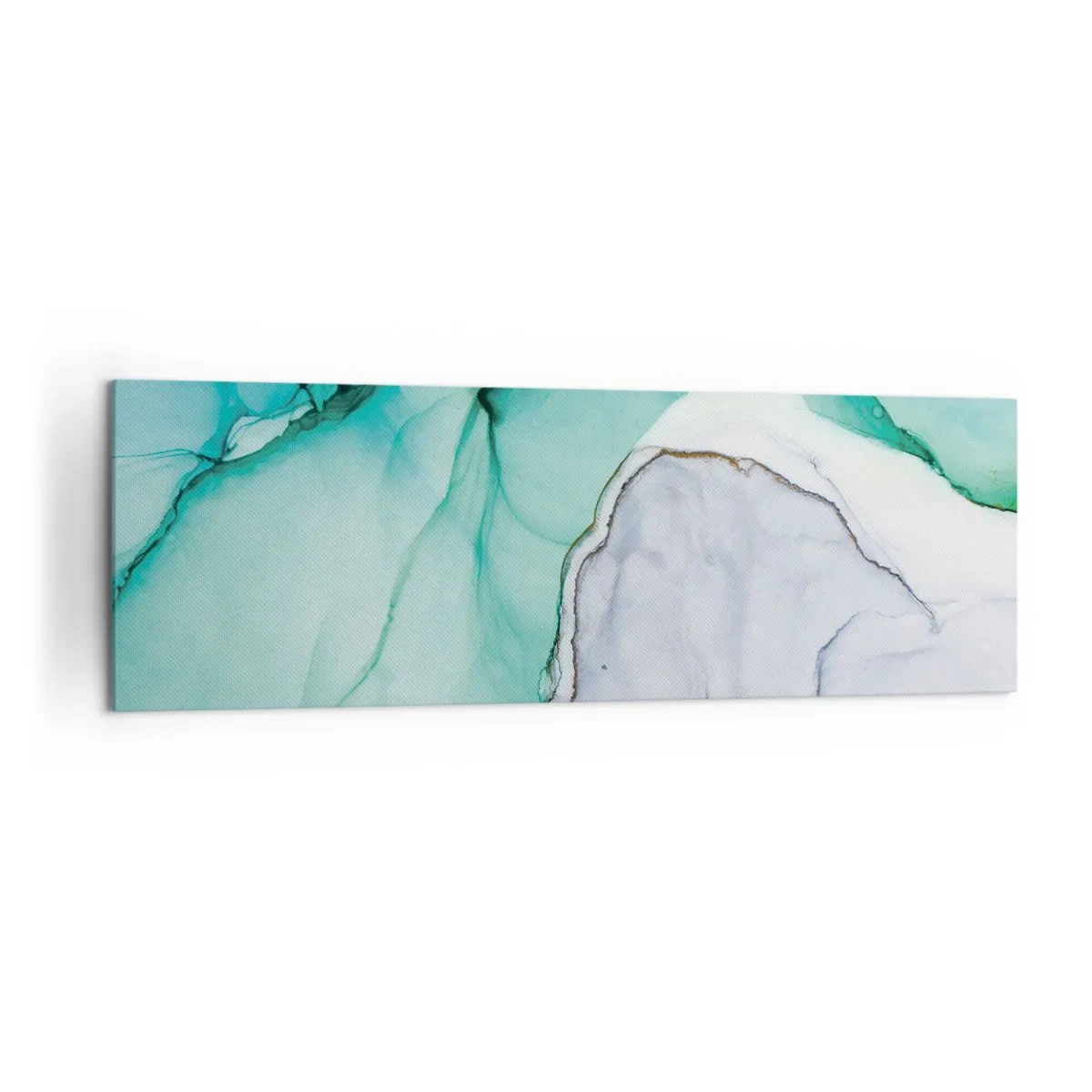 Bild auf Leinwand - Leinwandbild - Abstraktes Muster in Türkis- und Weißtönen - 160x50cm - Eine Studie in Türkis - Moderne Wanddekoration für Wohnzimmer und Schlafzimmer ARTTOR
