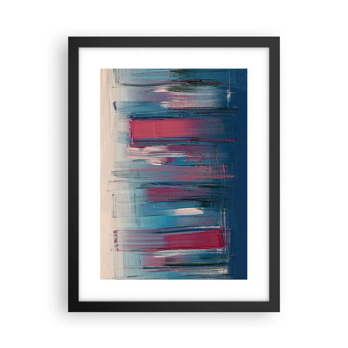 Poster in einem schwarzem Rahmen - Vertikale Komposition in Blau und Rot - 30x40 cm