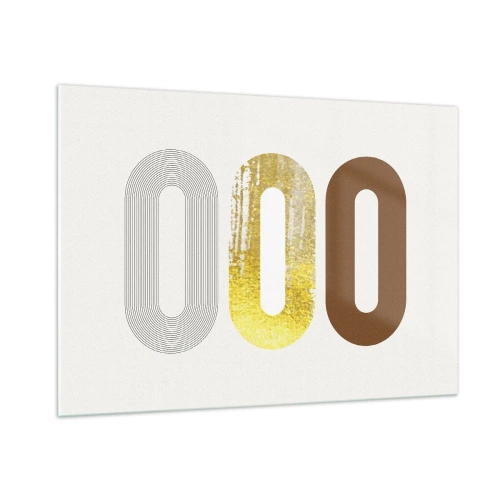 Glasbild - Bild auf glas - Moderne geometrische Grafiken in Gold und Bronze - 100x70cm - Oooh! - Moderne Wanddekoration für Wohnzimmer und Schlafzimmer ARTTOR