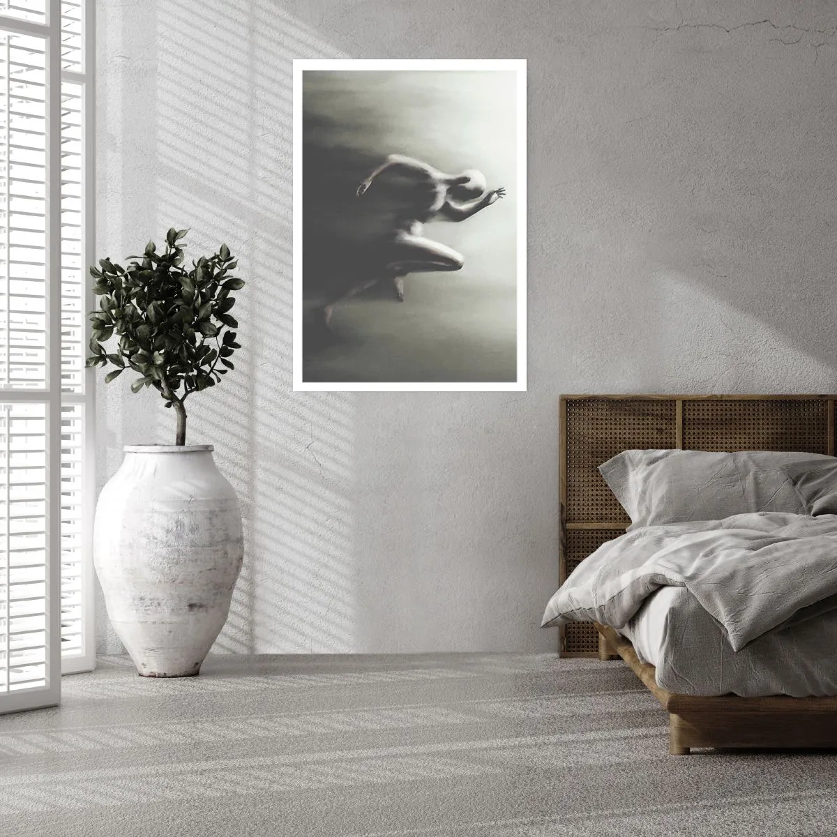 Poster - Eine abstrakte Figur in Bewegung in monochromen Tönen. - 50x70cm - Unwiderstehlich - Moderne Wanddekoration für Wohnzimmer und Schlafzimmer ARTTOR