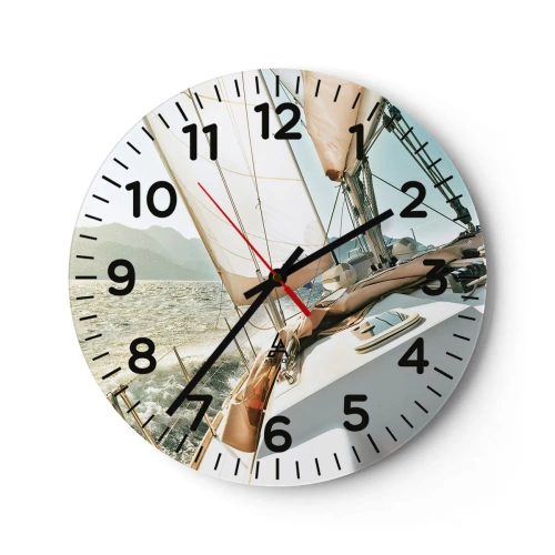 Wanduhr - Glasuhr - Unter vollen Segeln - 40x40 cm