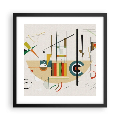 Poster in einem schwarzem Rahmen - Und die Welt lacht - 40x40 cm