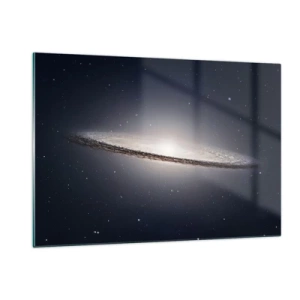 Glasbild - Bild auf glas - Eine im Weltraum schwebende Spiralgalaxie - 120x80cm - Vor langer Zeit in einer weit entfernten Galaxie ... - Moderne Wanddekoration für Wohnzimmer und Schlafzimmer ARTTOR