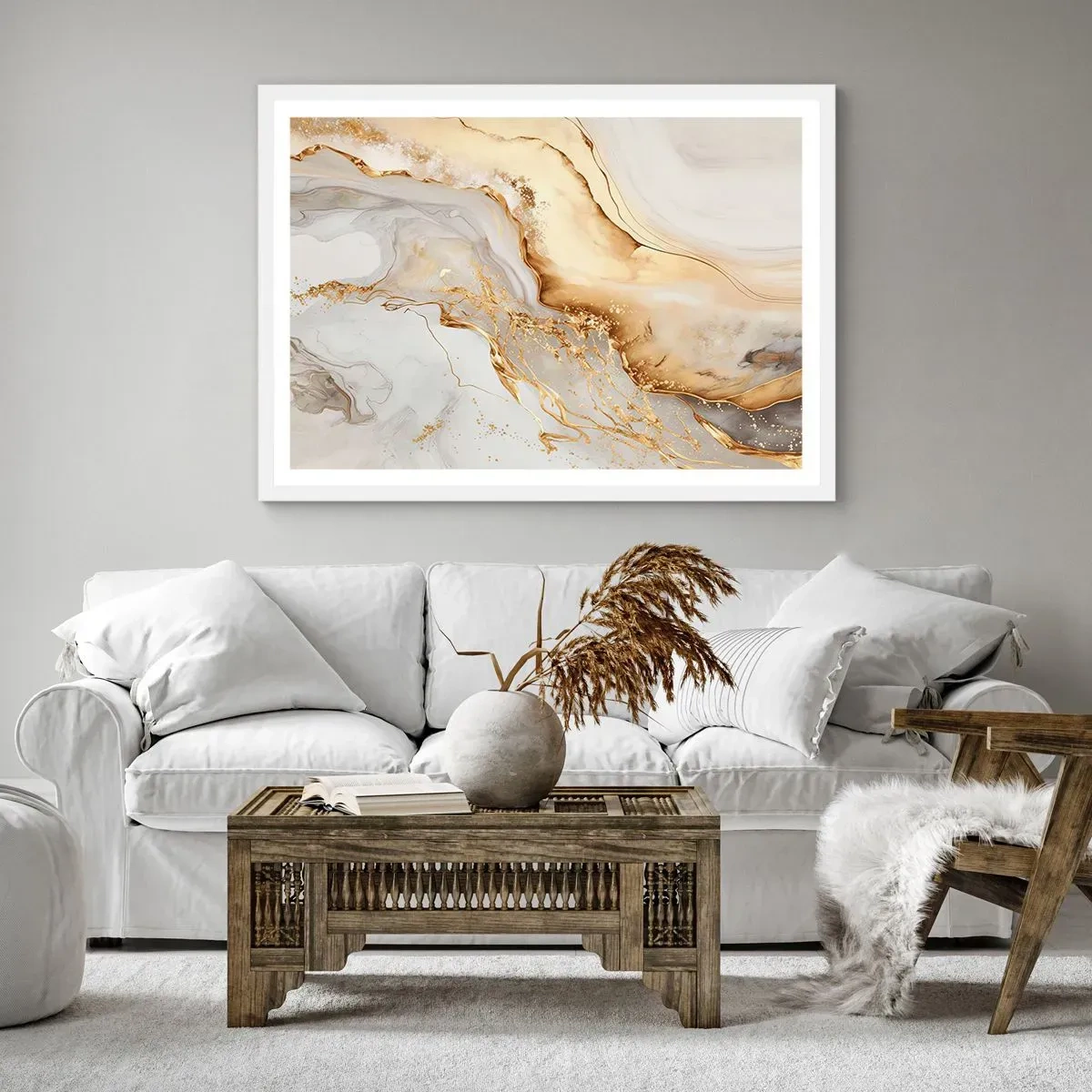 Poster in einem weißen Rahmen - Abstraktion: Schönheit und Güte - 50x40 cm