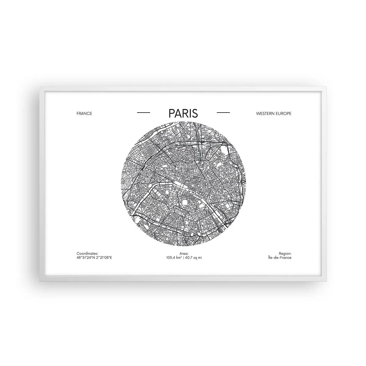Poster in einem weißen Rahmen - Anatomie von Paris - 91x61 cm