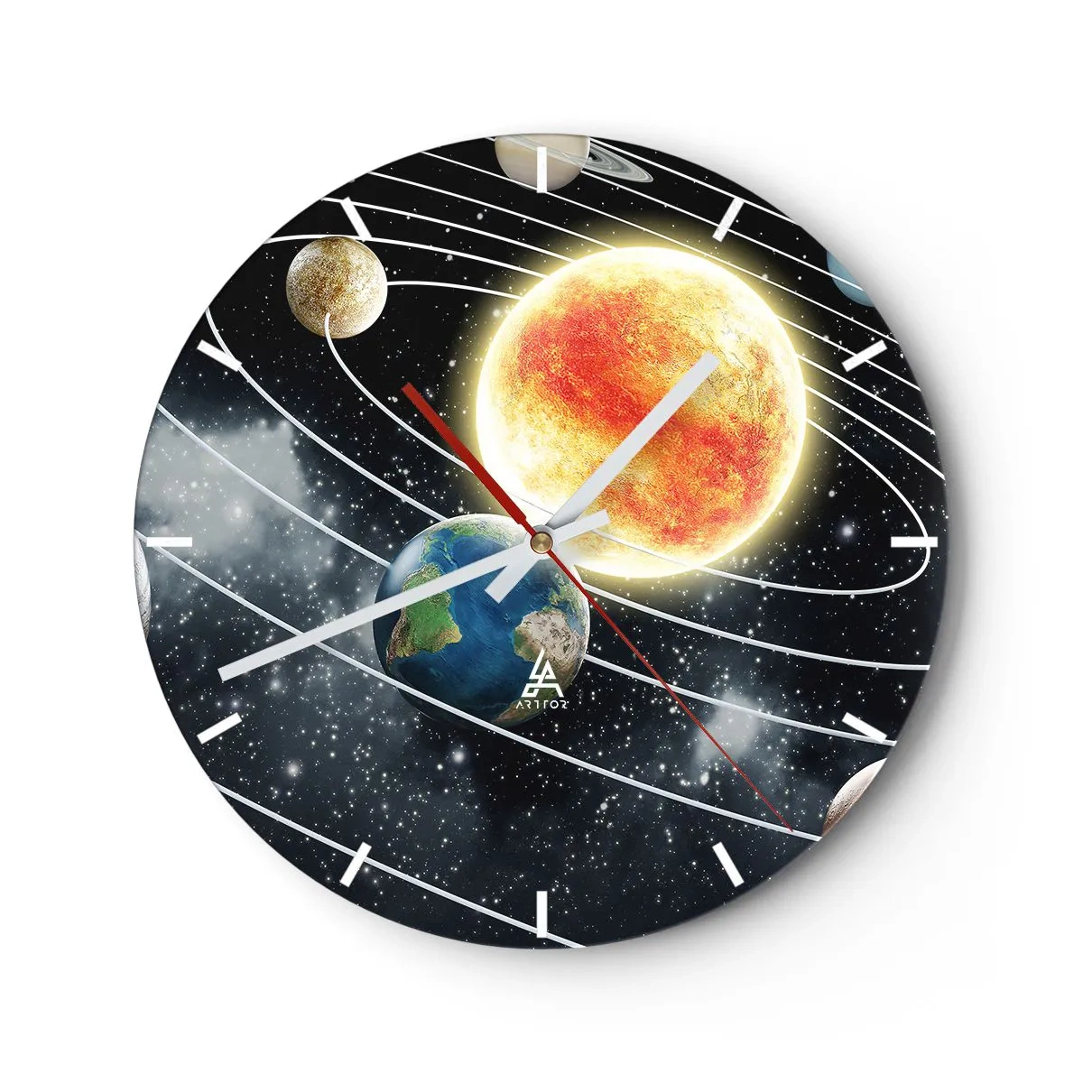 Wanduhr - Glasuhr - Kosmischer Tanz - 40x40 cm
