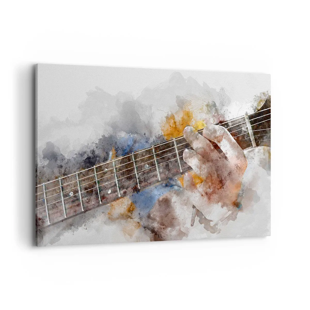 Bild auf Leinwand - Leinwandbild - Abstraktes Bild einer Hand, die Gitarre spielt - 120x80cm - Poesie zwischen den Saiten - Moderne Wanddekoration für Wohnzimmer und Schlafzimmer ARTTOR