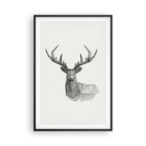 Poster in einem schwarzem Rahmen - Ein Hirsch im kubistischen Stil - 61x91 cm