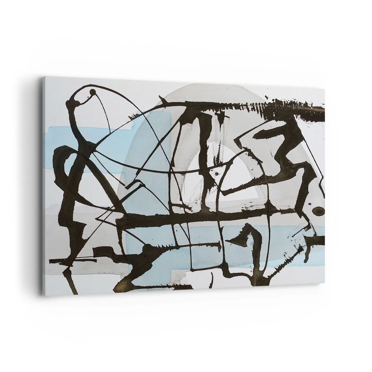 Bild auf Leinwand - Leinwandbild - Abstrakte Linien und Formen in Blau und Schwarz - 100x70cm - Trotzdem blau - Moderne Wanddekoration für Wohnzimmer und Schlafzimmer ARTTOR