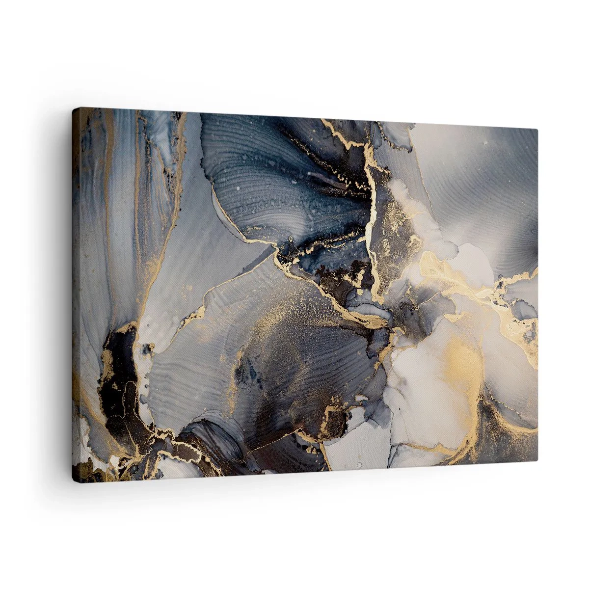 Bild auf Leinwand - Leinwandbild - Abstraktes Gold und Grau auf Leinwand - 70x50cm - Leben aus Stein - Moderne Wanddekoration für Wohnzimmer und Schlafzimmer ARTTOR