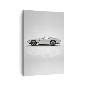 Bild auf Leinwand - Leinwandbild - Klassisches weißes Cabrio auf hellem Hintergrund - 70x100cm - Spaß versprochen - Moderne Wanddekoration für Wohnzimmer und Schlafzimmer ARTTOR