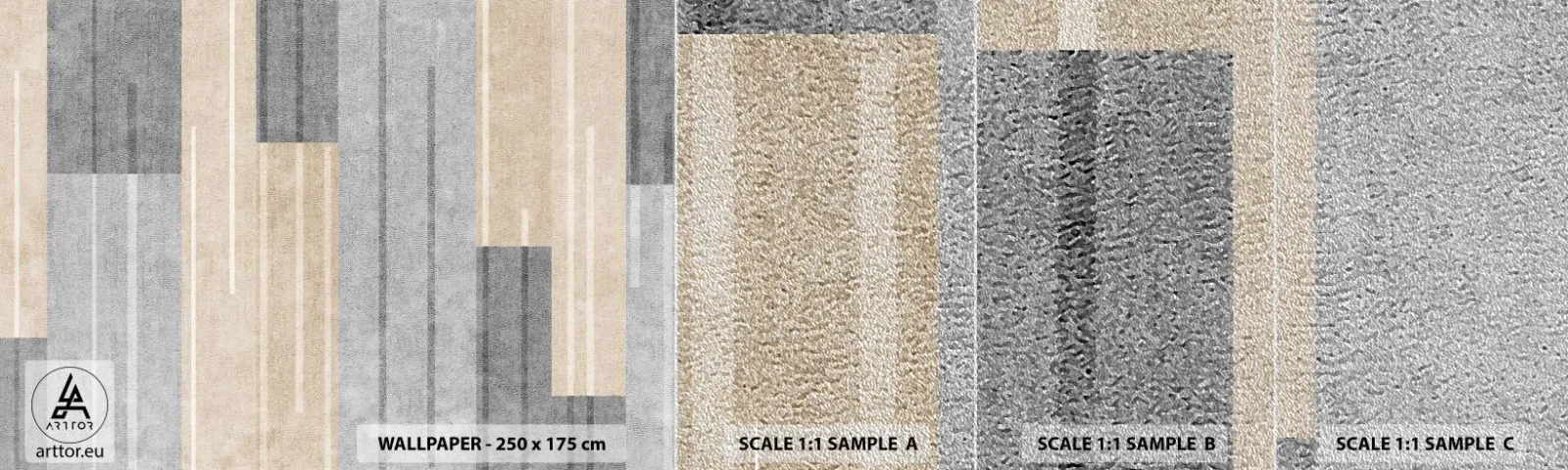 Fototapeten Muster Premium Sand - Komposition: Vertikal halten - Abstraktion, Linien, Pastell - 100x30 cm