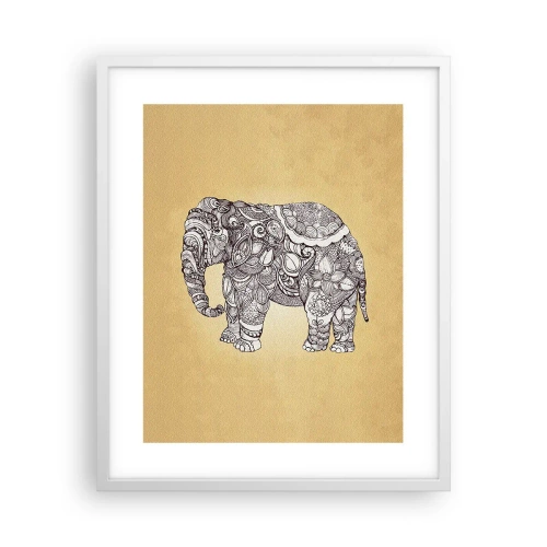 Poster in einem weißen Rahmen - Elefant verhüllte sich - 40x50 cm