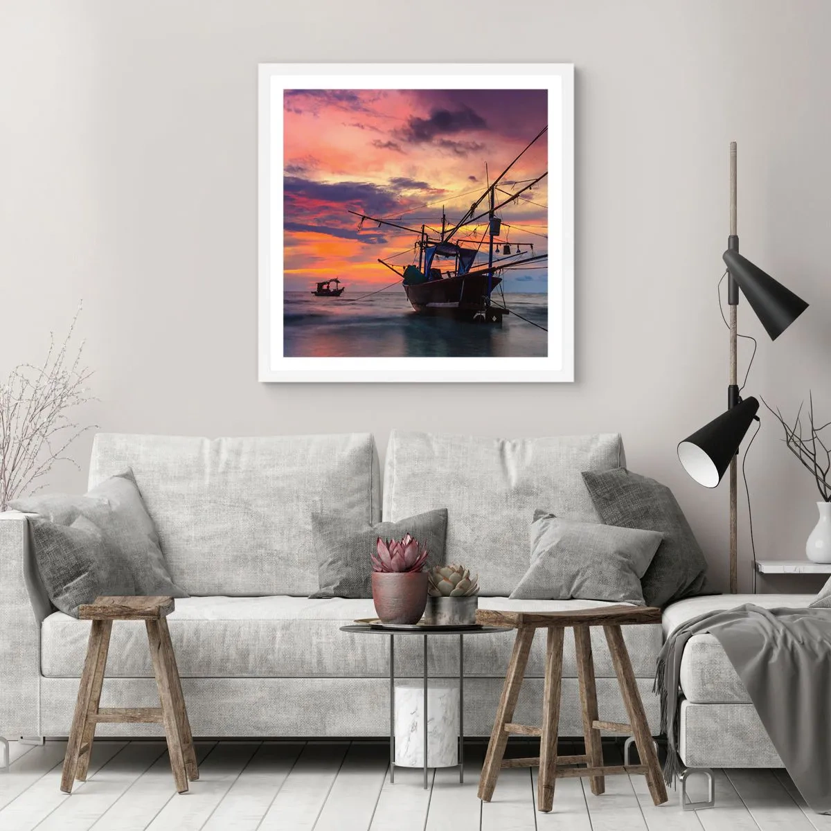 Poster in einem weißen Rahmen - Exotischer Abend - 40x40 cm