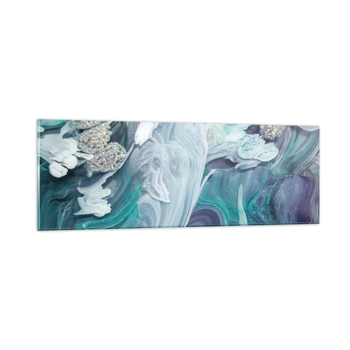 Glasbild - Bild auf glas - Strömungen von Himmelblau - 90x30 cm