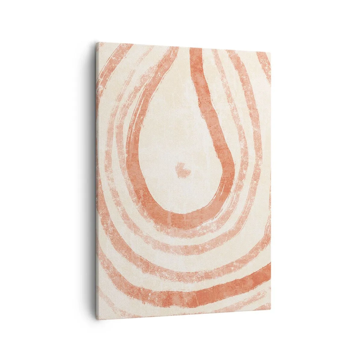 Bild auf Leinwand - Leinwandbild - Ein abstraktes Motiv aus konzentrischen Linien in Terrakotta-Tönen. - 50x70cm - Korallenkreise – Komposition - Moderne Wanddekoration für Wohnzimmer und Schlafzimmer ARTTOR