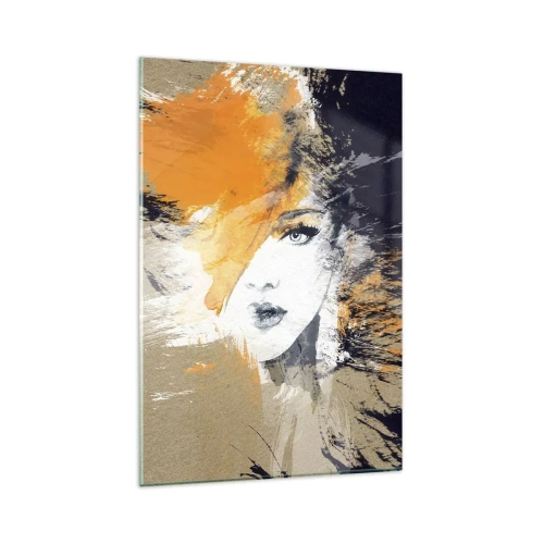 Glasbild - Bild auf glas - Abstraktes Frauenporträt mit intensiven Farben - 80x120cm - Und es ist Licht - Moderne Wanddekoration für Wohnzimmer und Schlafzimmer ARTTOR