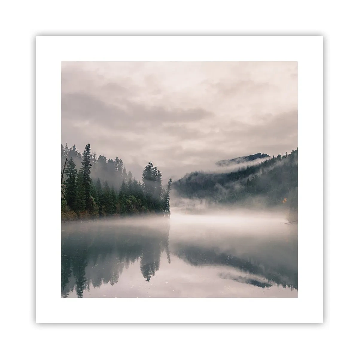 Poster - In Reflexion, im Nebel - 40x40 cm