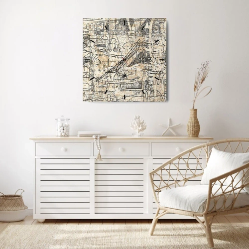 Wanduhr - Glasuhr - Es wartet darauf, entschlüsselt zu werden - 30x30 cm